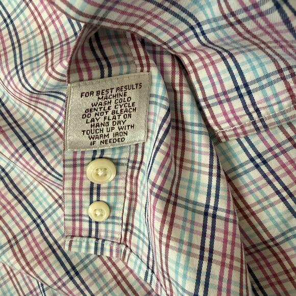 Peter Millar Shirt Mens 2XL Blue Plaid Crown Soft Silk Button Down Long Sleeve - Picture 4 of 8